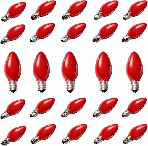Miniatura 12 de Paquete de 25 bombillas de repuesto C7 para luces navideñas, bombillas LED verdes C7 para luces de cadena navideñas, bombillas vintage C7 E12 de C7