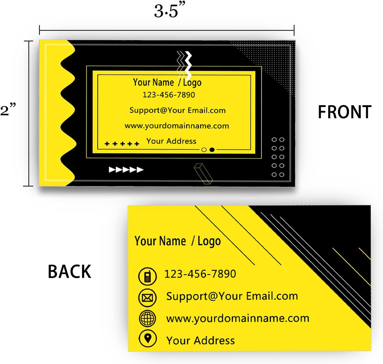 Custom Printed Business Cards with Your Logo Picture Text, Personalized Business Cards with 300gsm-Thick Waterproof Classic Matte Paper 100/200/500/1000 PCS