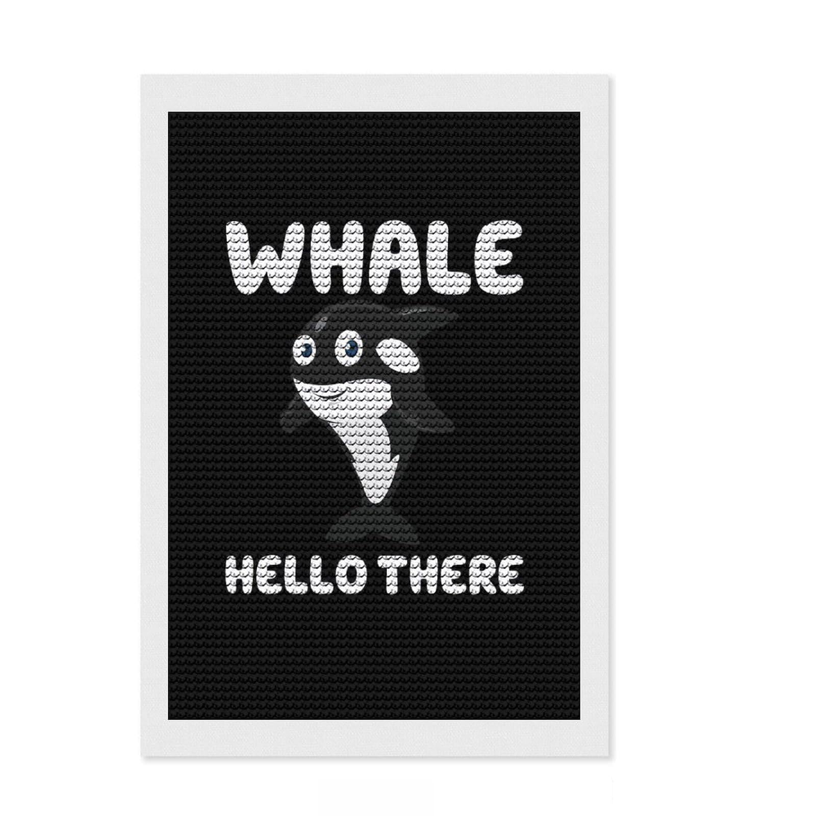Junmoney Whale Hello There Diamond Art Canvas 8"x12", for Women, Simple to Start, Modern Decor, Gift Idea, Nice Detail and Sparkle