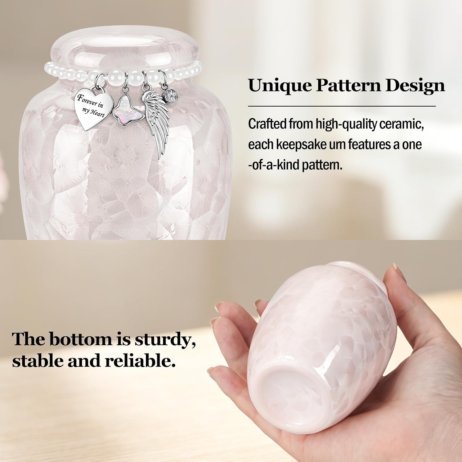 Small Urns for Human Ashes Keepsake Ceramic Mini Memorial Cremation Urns | Human Urn for Ashes Adult Female Handcrafted Cremation Urn Decorative for Cremation, Funeral, Burial, Home
