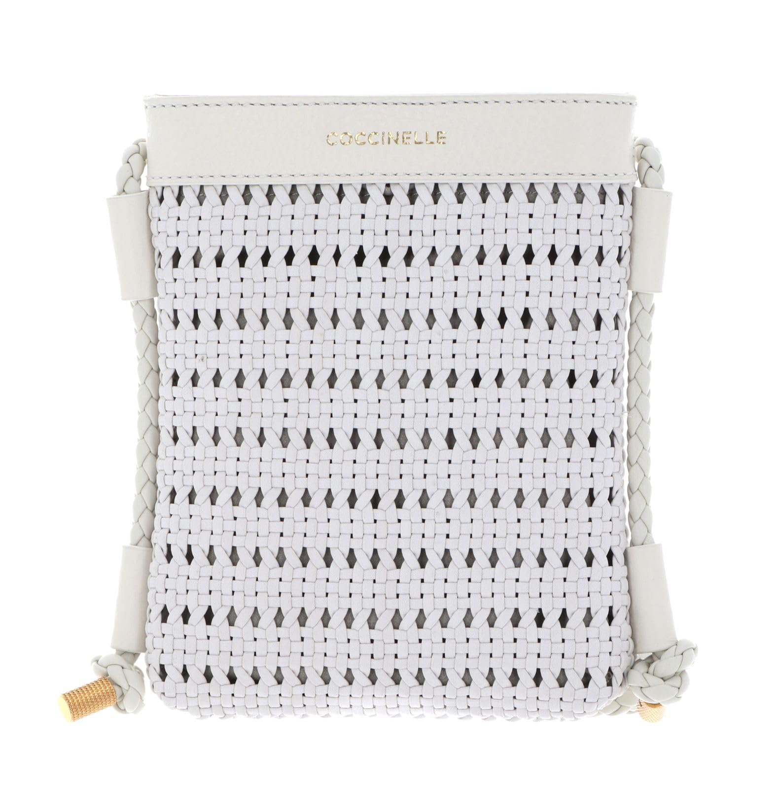 Coccinelle Leder Handytasche I-Tech Phone Holder Woven White/White weiß