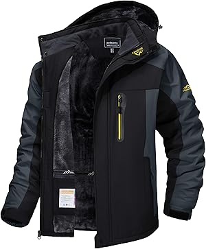TACVASEN Men's Winter Ski Jacket Waterproof Snow Coats Snowboard Fleece Lining Jacket Warm Parka with Hooded