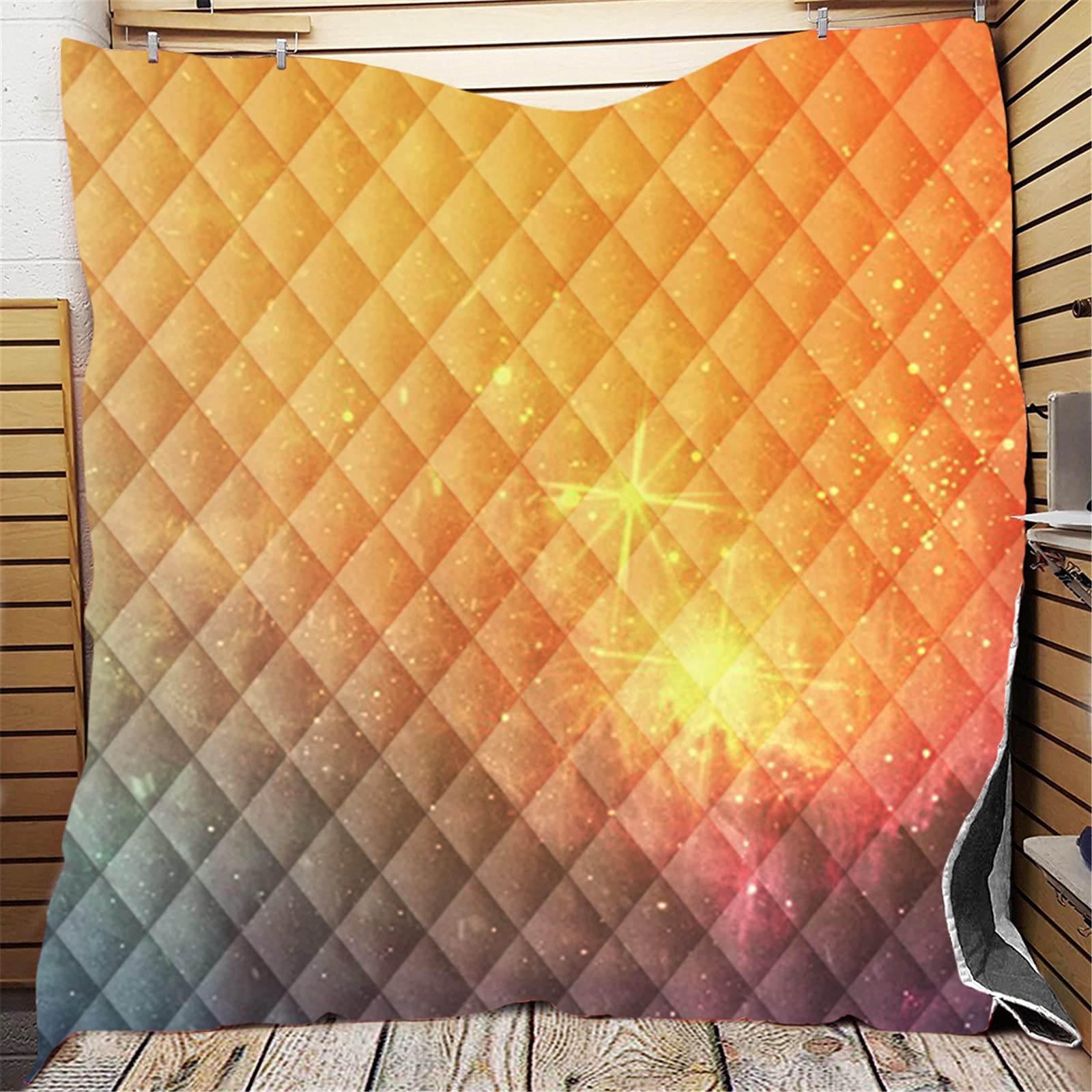 Couvre-lit matelassé anti-transpiration pour nuits d'été motif galaxie 3D noir 226x260