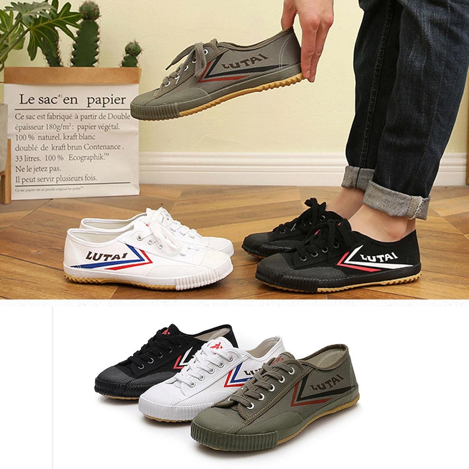 TECDOTO Classic Chinese Martial Arts Tai Chi Kung Fu Shoes Unisex Traditional Wushu Trainer Canvas Sneakers,White-5