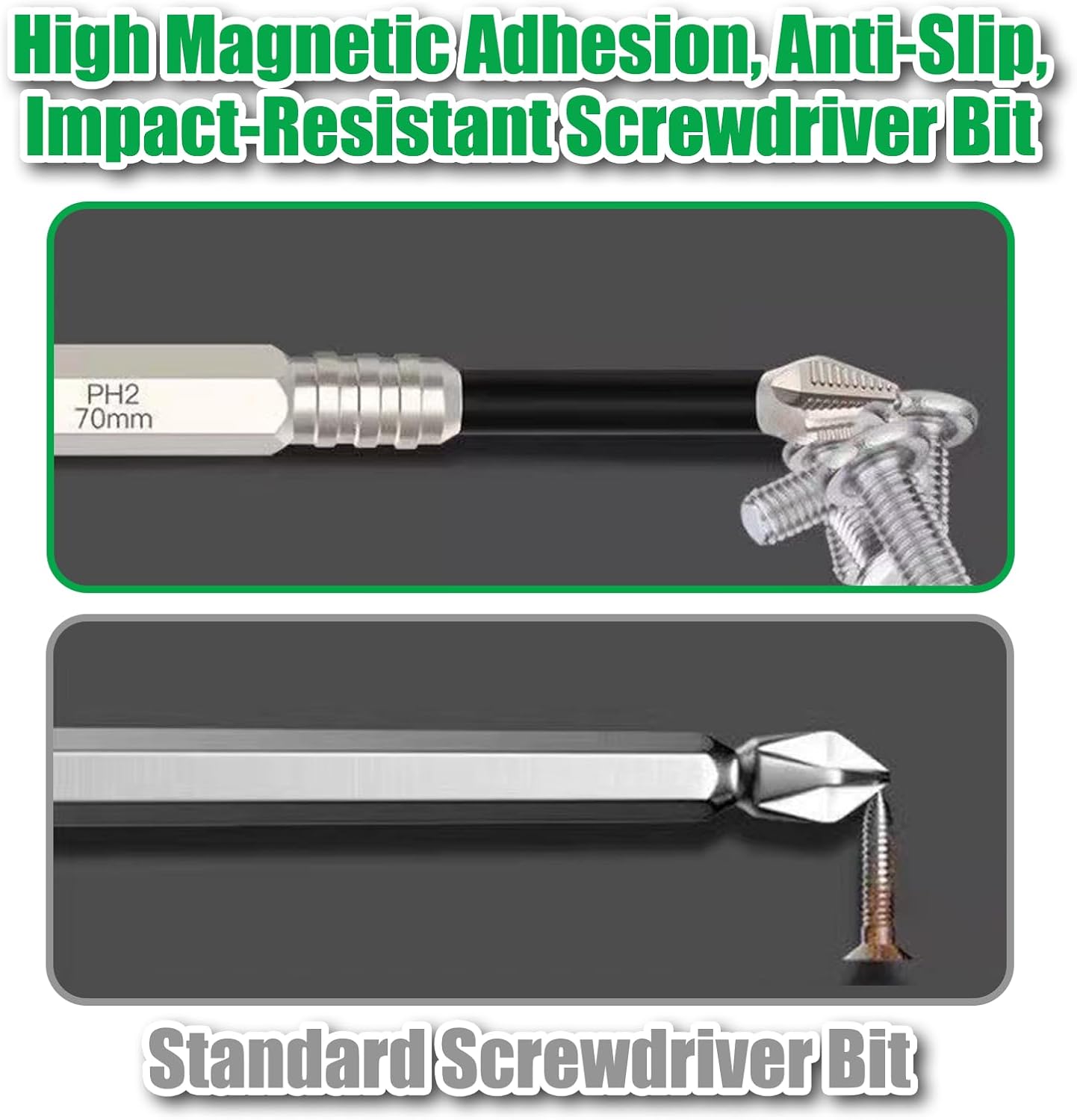 9 Piece Anti Slip Drill Bit Set,Highly Magnetic Screwdriver Bits,Anti Slip Phillips Bits,Suitable for Electric Drill Bits