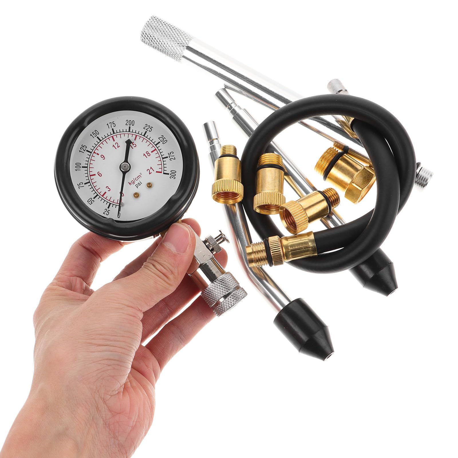 Kit de Comprobador de Compresión Aleación de y Plástico Medidor de Presión de Cilindro Confiable y Fácil de Operar para Motocicletas y Automóviles para Mantenimiento