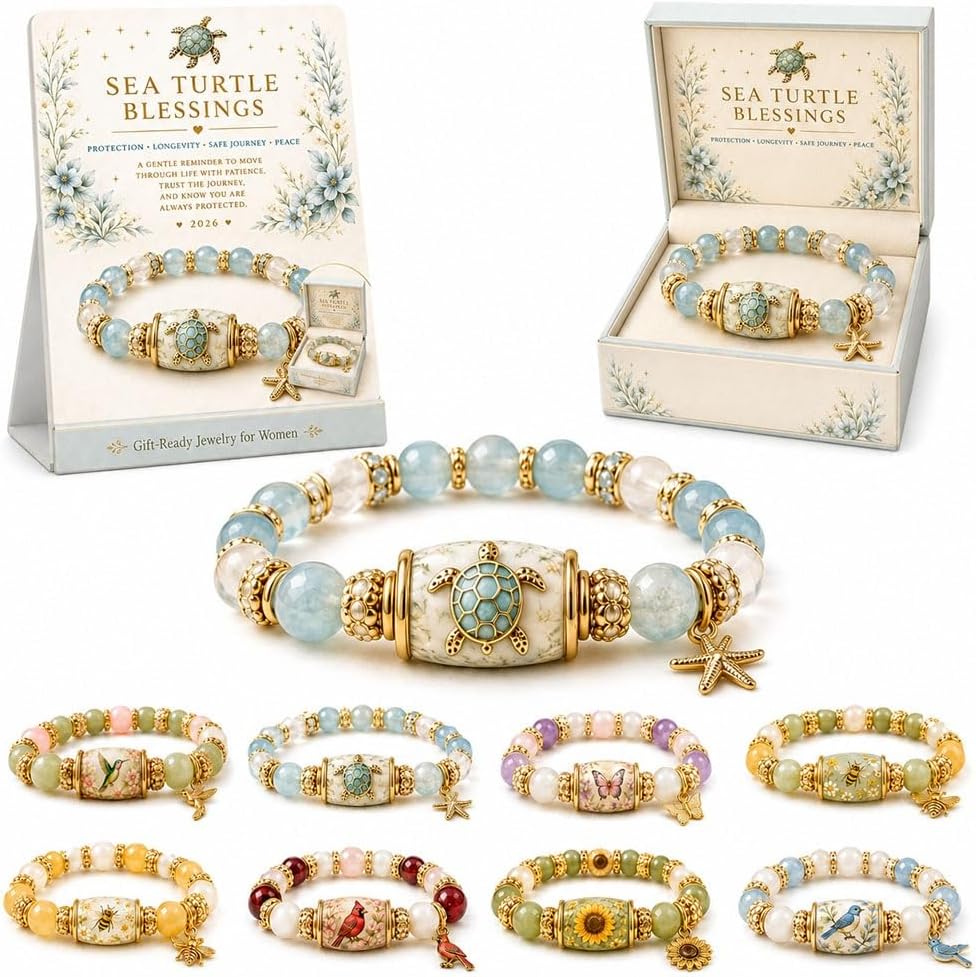 2026 Limited Edition Hummingbird Handmade Bracelet Love, Peace & Spring Blessings with Gift Box for Women, Inspirational Bluebird Jewelry Charm Beads Wristband Elastic Stretch