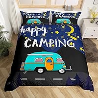 Vista 22 de Juego de funda de edredón con reglas de campamento, tamaño matrimonial, para niños, funda de edredón rústica para campamento, estilo granja