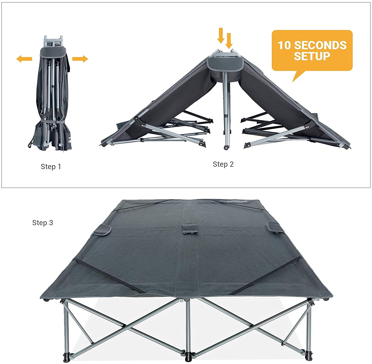 KingCamp Double Folding Camping Cots for 2 People, Folding Cot Bed