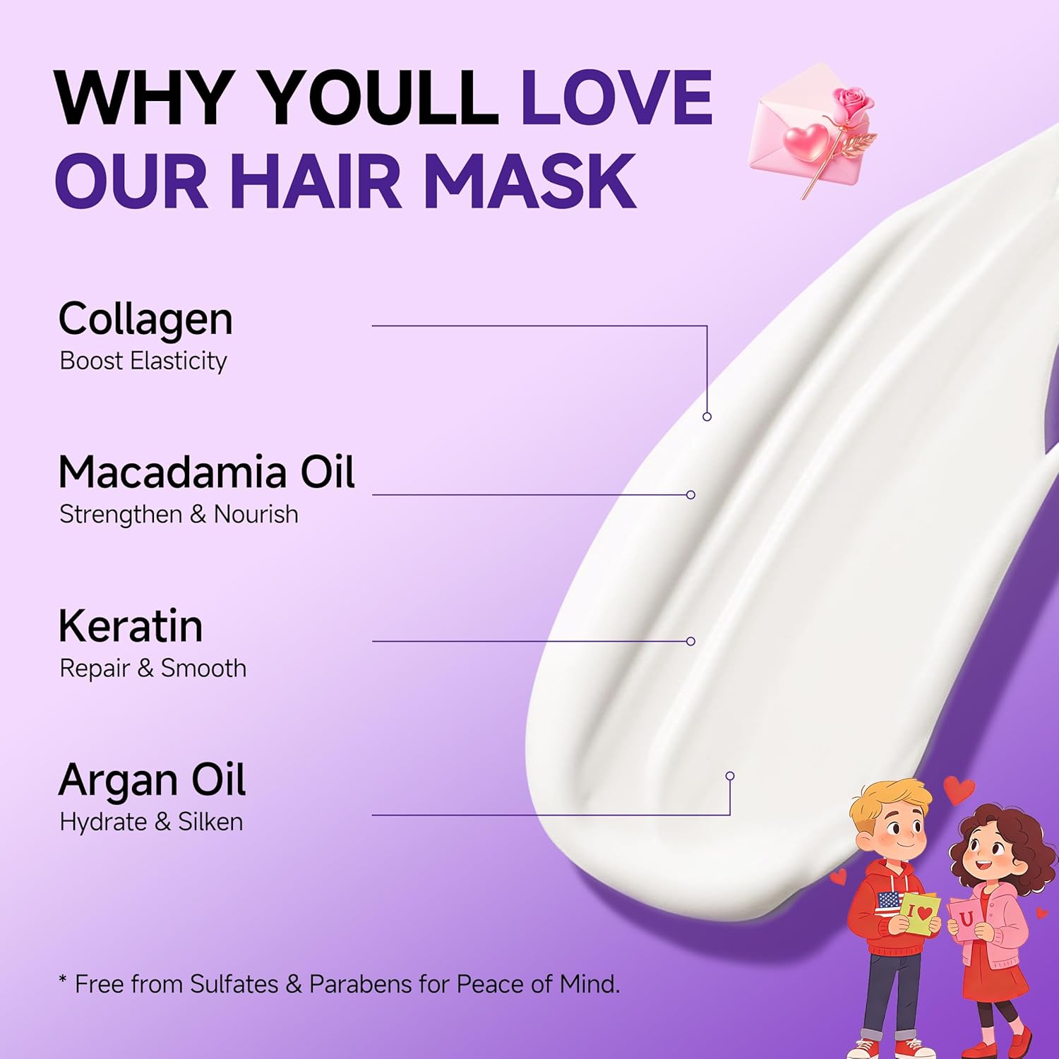 Collagen Hair Mask for Dry & Damaged Hair, Smooth & Frizz Control Treatment with Argan Oil & Keratin, Deep Conditioning Repair After Shampoo, Soft Shiny Hair Care, Gift-Ready, 300ml - Image 4