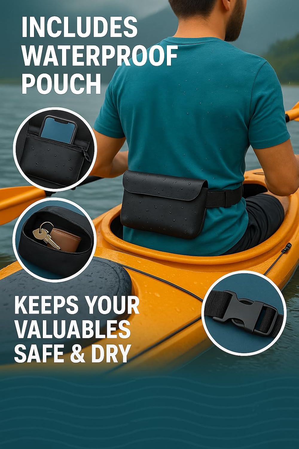IRSTBL - Kayak Cover - Waterproof Premium 600D UV Resistant Canoe and Paddle Board Cover for Outdoor Storage fits 12 ft to 14 ft Long with 47 Inches Girth – Complete with Waterproof Pouch