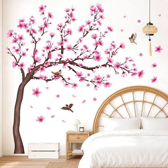 DECOWALL Large Pink Cherry Blossom Tree Wall Stickers Decals Art (SG4-2306)