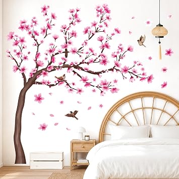 DECOWALL Large Pink Cherry Blossom Tree Wall Stickers Decals Art (SG4-2306)