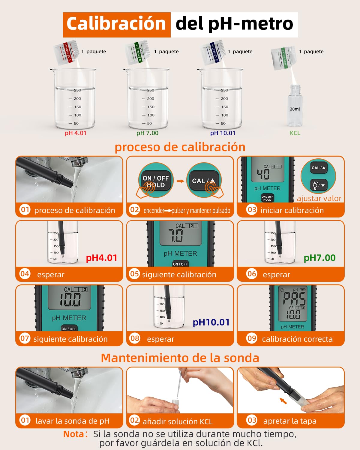 Tadeto Medidor de pH del Suelo, medidor del valor de pH para jardín, agua y alimentos con cabezal metálico protector y pantalla LCD