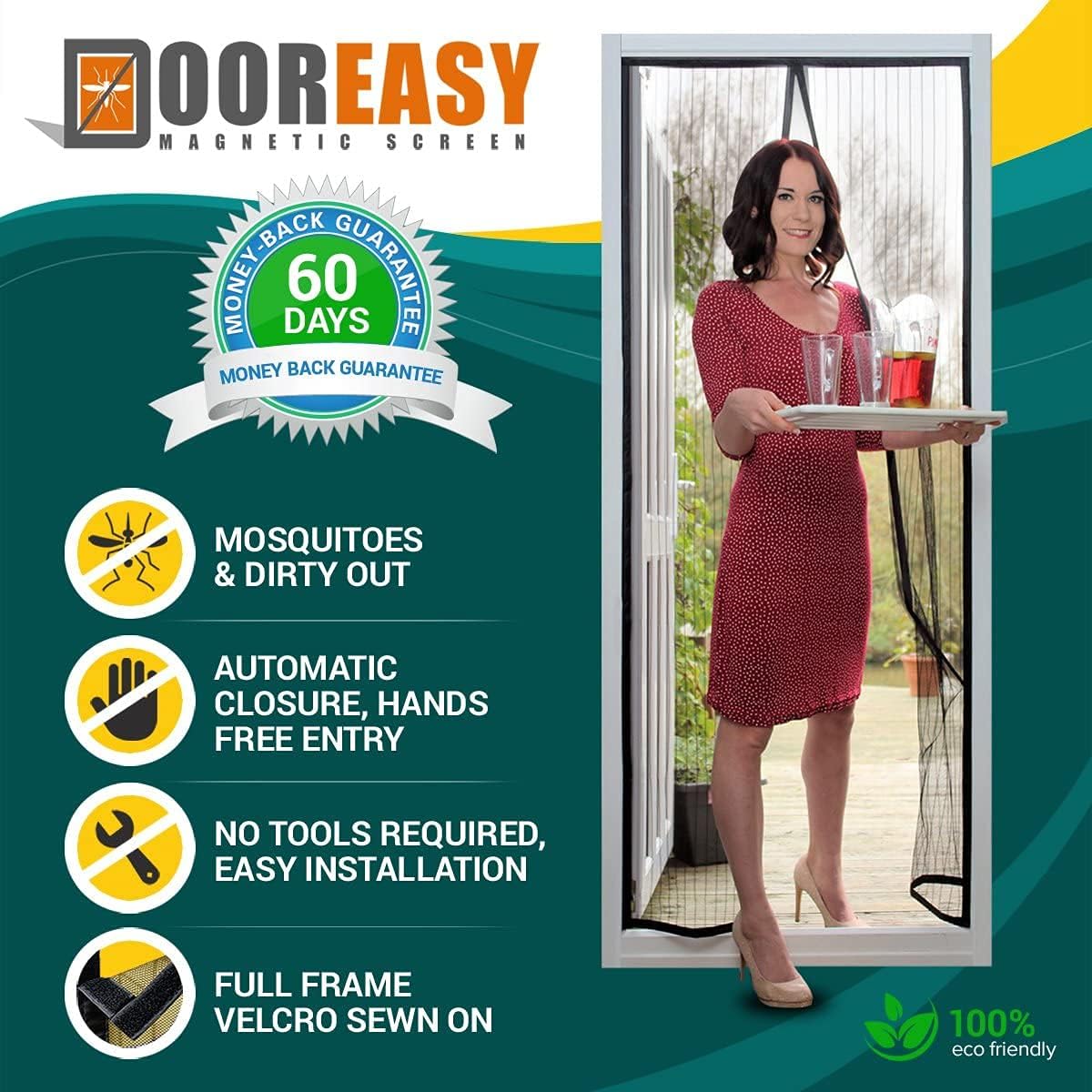 Magnetic Screen Door,Mesh Curtain Magnetic Fly Screen Door,Magnetic Top-to-Bottom Seal Snaps Shuts Automatically,Easy to Install for Kitchen Bedroom (90x210CM)