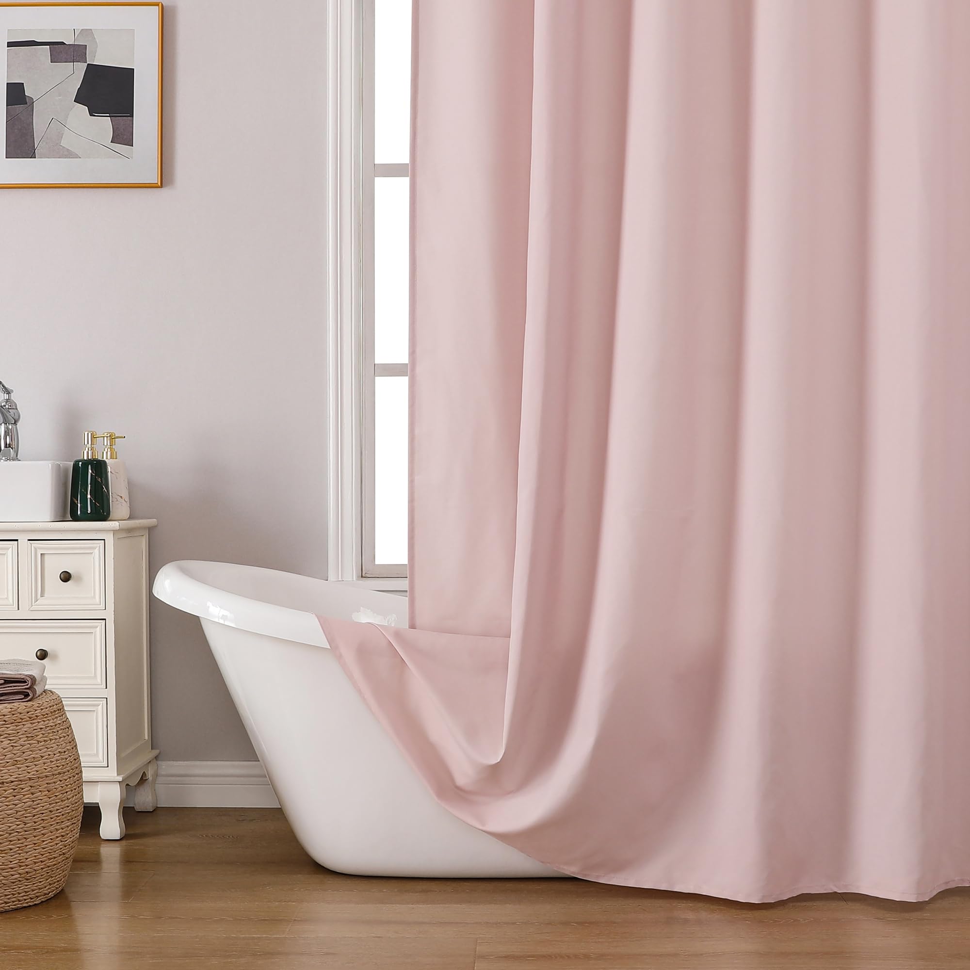 OVZME Zora 36 x 72 Inch Stall Fabric Shower Curtain - Soft Small Shower Curtain for Bathroom for Narrow Stall Size, Machine Washable Water Resistance,