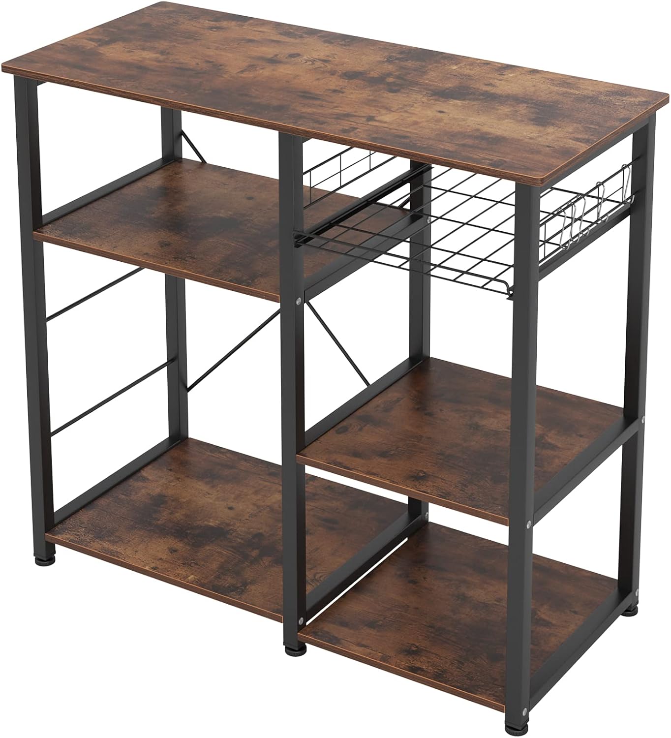 soges Bakery Rack, Kitchen Shelf, Standing Shelf, Baker, Shelf, Microwave Holder, Multifunctional Kitchen Storage Rack with 3 Shelves, Retro