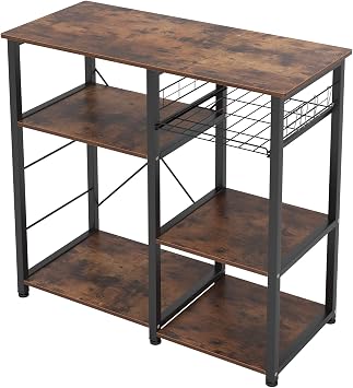 soges Bakery Rack, Kitchen Shelf, Standing Shelf, Baker, Shelf, Microwave Holder, Multifunctional Kitchen Storage Rack with 3 Shelves, Retro