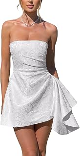 Smileven Jacquard Satin Strapless Short Homecoming Dresses for Teens 2025 Mini Formal Party Gowns
