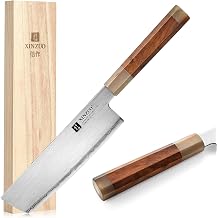 XINZUO Nakiri Knife 7 Inch, Japanese ZDP-189 Powder Steel Kitchen Knife, 67HRC High Hardness Vegetable Knife with Desert Ironwood Octagonal Handle