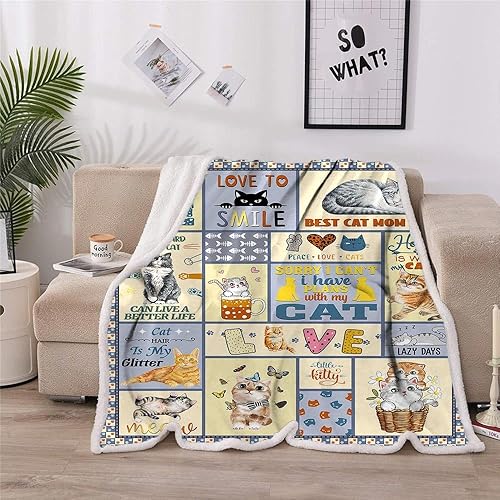 Miniatura 2 de TRIKPTEY Manta de gato, manta con estampado de gato de 60 x 50 pulgadas, ideas de regalo para mujer