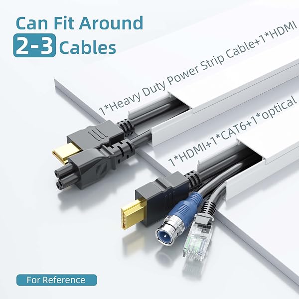 Delamu Delamu Cord Hider, 157in Cord Cover Wall, Premium Cord Covers for Wires on Wall, Cable Concealer Hider Kit for Hiding Wires in Home and Office Cable Management, 10X L15.7in X W0.95in X H0.55in, White in use