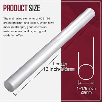 1PCS 13 Long 1-1/8(29mm) 6061 Aluminum Round Rod Solid T6511 New Lathe Aluminum Bar Stock (1-1/8x13, 1)