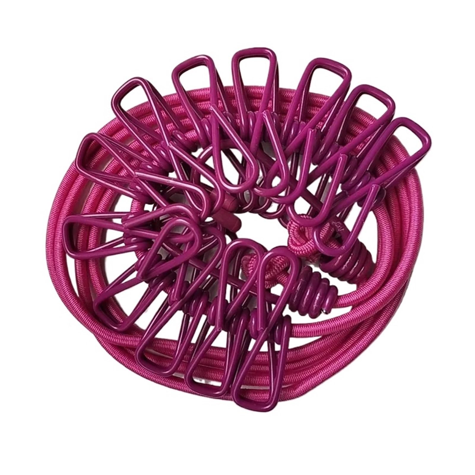 Laundry Drying Rope, 1.78M Travel Portable Elastic Clothesline Windproof Outdoor Drying Line Yard Balcony Multicolor(A-rose Red)