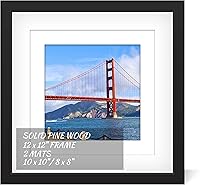 Vista 1 de Marco de fotos de 12x12 pulgadas de madera para colgar en la pared, marcos cuadrados de fotos con 2 paspartús de 8x8 pulgadas y 10x10 pulgadas
