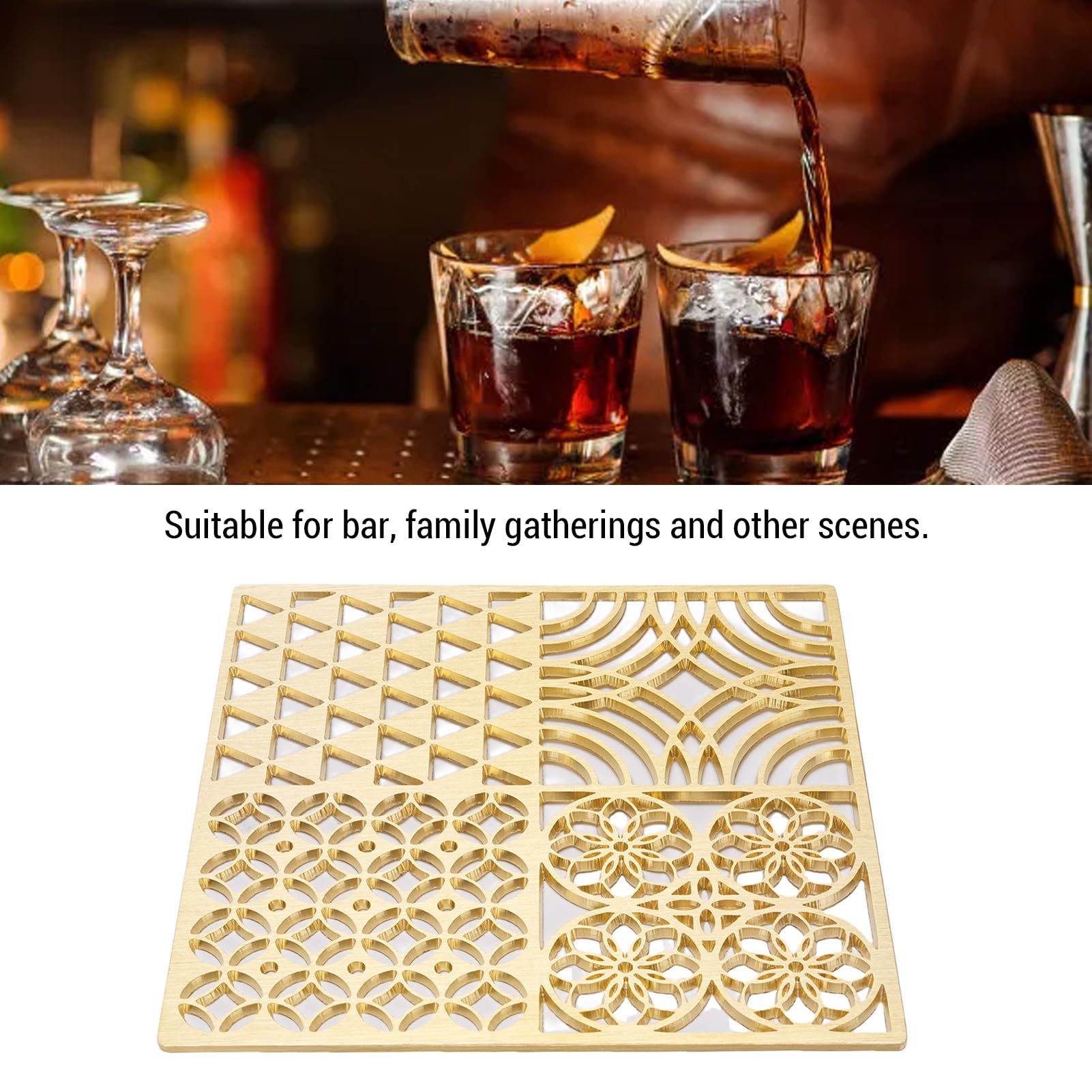 Bandeja de Cobre para Hacer Cubitos de Hielo con Impresión de Patrones para Cócteles Whisky y Bebidas Artesanales para Bares en Casa, Bodas, Degustaciones