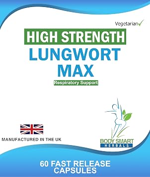 Lungwort Max 60 Fast Release Capsules Vegetarian Respiratory Health Detox and Cleansing Support Supplement