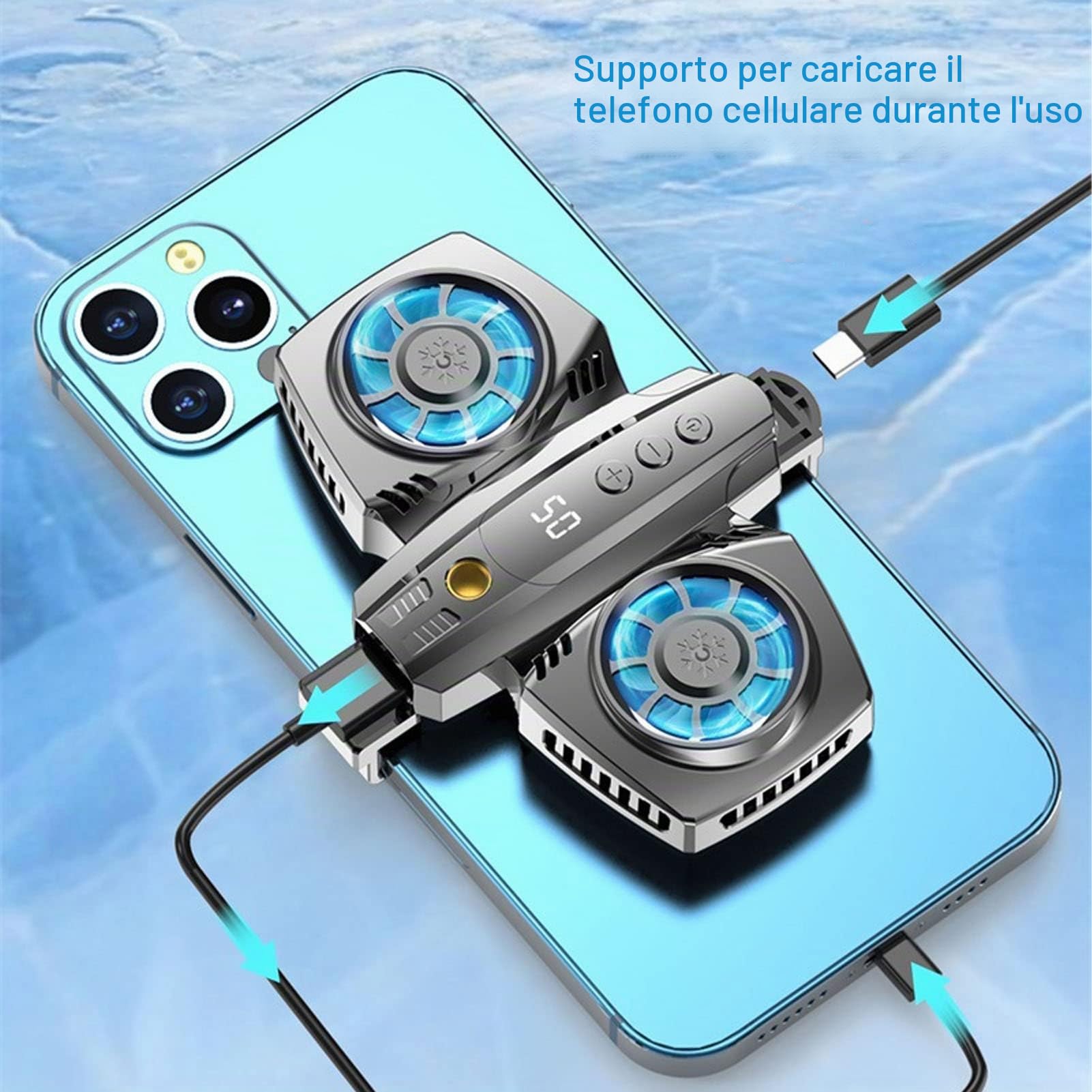 Radiatore per Telefono Cellulare Ventola di Raffreddamento a Semiconduttore Dual a Basso Rumore per Giocare in Streaming Live
