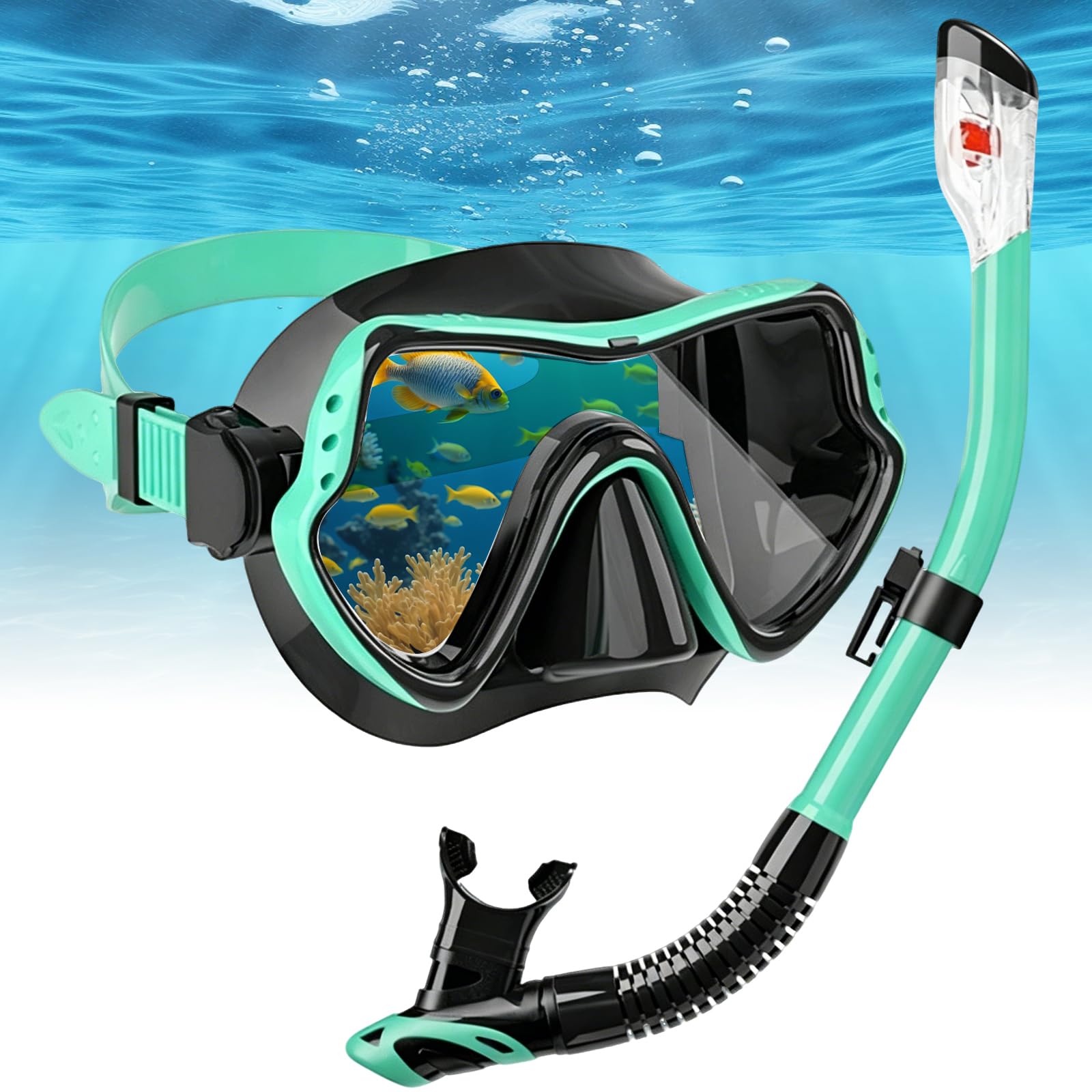Kit da Immersione per Adulti, Maschera da sub a Tenuta Stagna, Boccaglio a Secco con Maschera Antiappannamento, Set da Snorkeling per Uomo e Donna, Attrezzatura Subacquea a Tenuta Stagna per Immersion