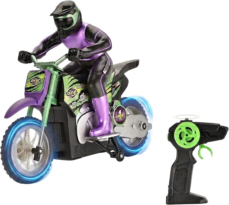RC Motorcycle, Speeds Up to 12 km/h, Self-Balancing Design, RC Dirt Bike with Drift & Skid Stunts, Electric Bike Kids with Fast Acceleration, Ergonomic Remote Control Motorcycle Kids