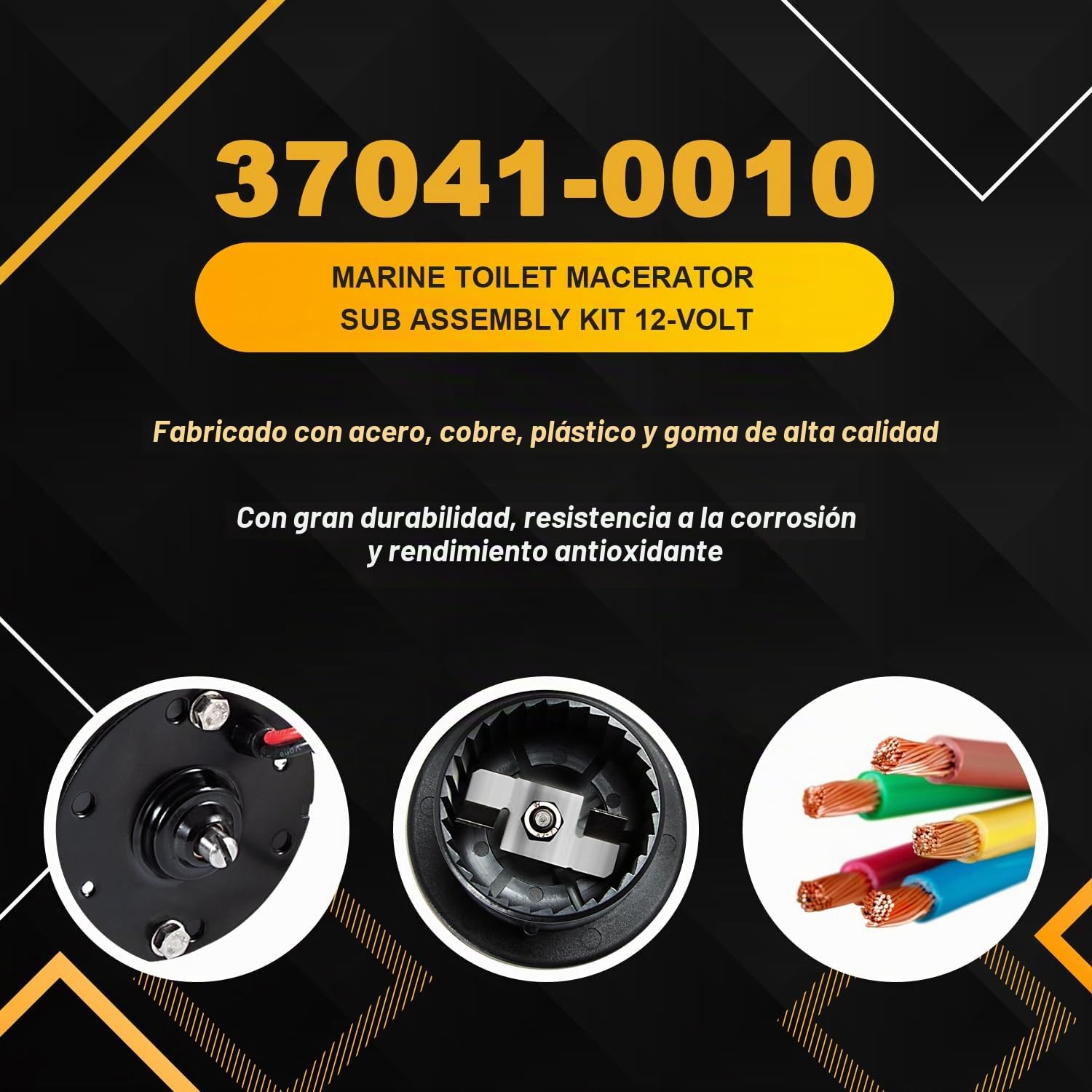 Repuesto para kit de montaje de macerador de inodoro marino 37041-0010 de 12 voltios
