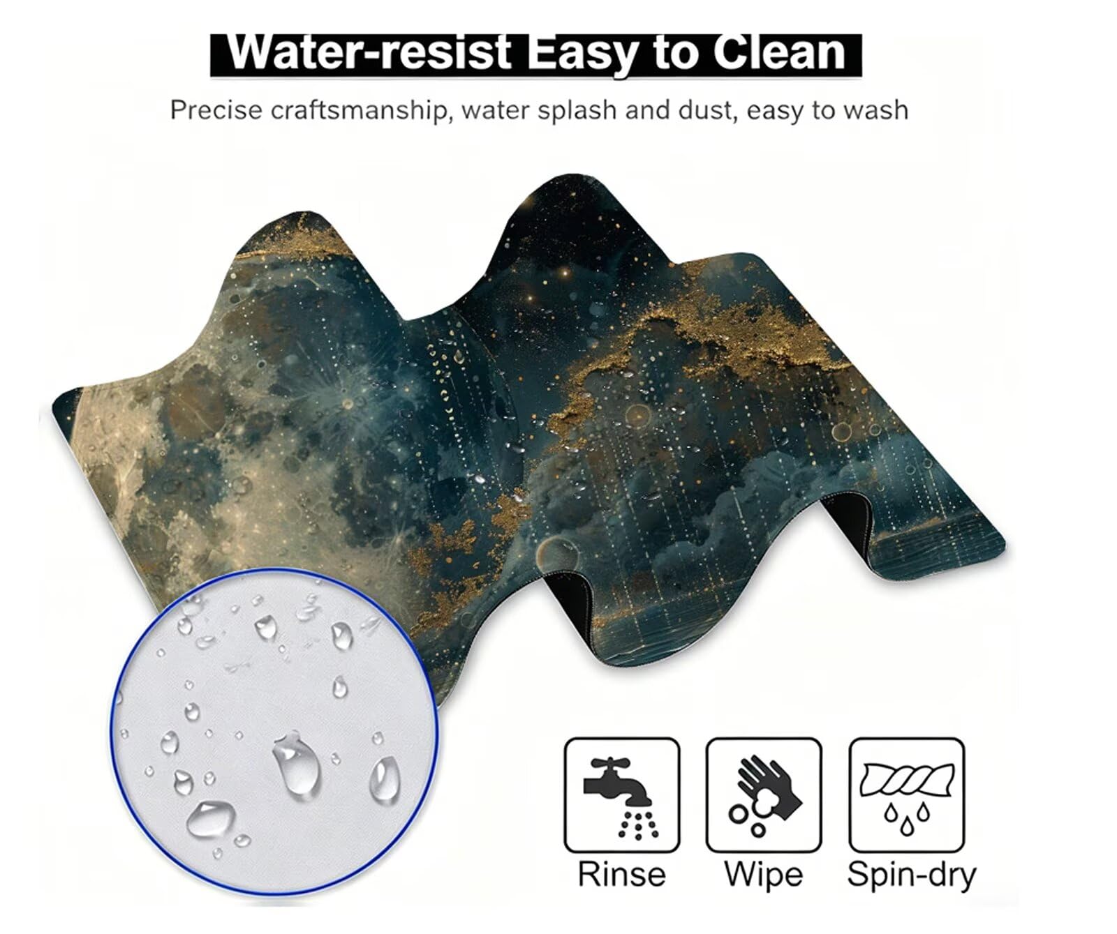Azul Alfombrilla Ratón XXL 150x80 cm Mouse Pad Grande Gaming Luna Alfombrilla Escritorio Antideslizante, Protector de Mesa para Ordenador y Teclado, Bordes Cosidos, Accesorios Oficina, Regalo W6-317