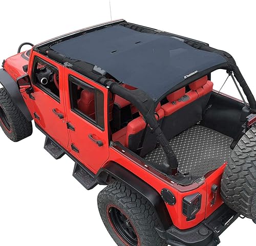 Miniatura 33 de Shadeidea JK - Funda para techo de malla suave compatible con Jeep Wrangler JKU (2007-2018) - Bloqueador UV contra el ruido del viento - Garantía