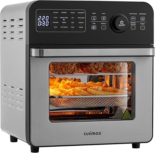 CUSIMAX Air Fryer Oven, 14.5L Digital Air Fryer for Home Use, 16-in-1 Countertop Convection Oven with LED Touchscreen, for Fryer Dehydrate Rotisserie Bake Oil-Free, Accessories Included, 1700W