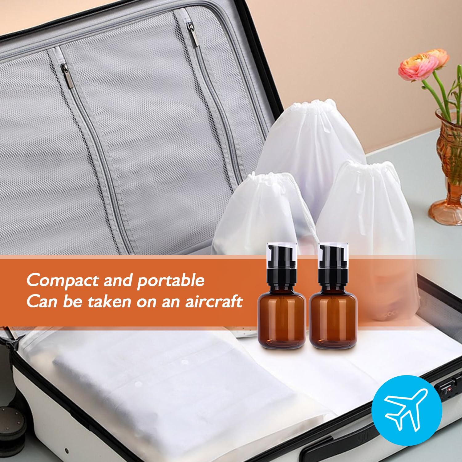 2PCS 120ml/4oz Empty Plastic Amber Pump Bottles Travel Bottles Refillable Cosmetic Makeup Lotion Pump Dispenser Container Storage Jars for Shampoo Conditioner Shower Soap Essential Oil - Image 8