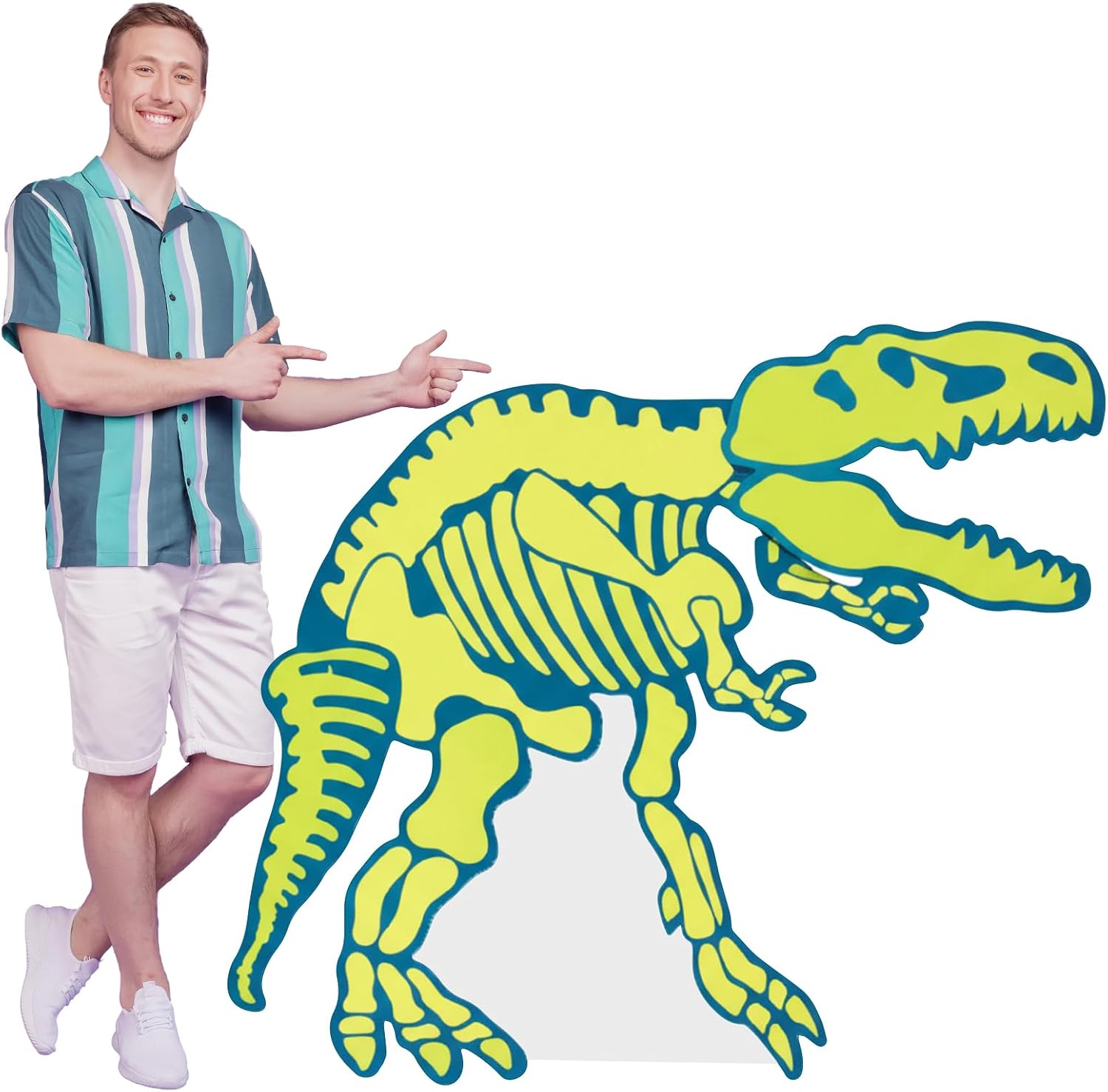 4 ft Life Size Dinosaur Cardboard Cutout Jurassic PVC Dinosaur Cutout Standup Birthday Party Decoration for Dino Theme Jungle Safari Lawn Decor Photo Prop