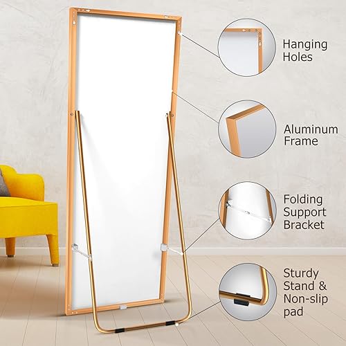 Miniatura 4 de LOVESPEJO Espejo de cuerpo completo de 65 x 22 pulgadas, espejo de cuerpo completo para colgar de pie e inclinado contra la pared, espejo de cuerpo