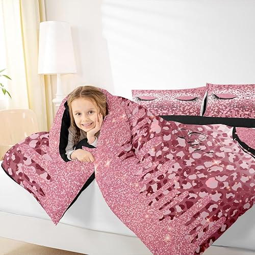 Miniatura 5 de Erosebridal Juego de ropa de cama de pestañas femeninas con estampado de animales, juegos de ropa de cama y colecciones de lentejuelas psicodélicas