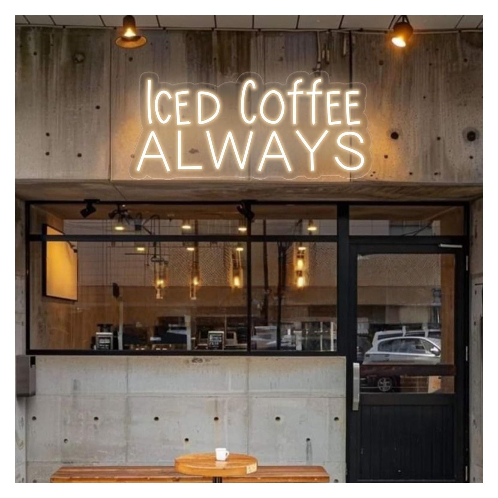 RONGCH Hanging Art Signs Iced Coffee Always Neon Sign,Suitable for Kitchen, Coffee Bar Wall Decor with Dimmable 22cmx50cm(E)