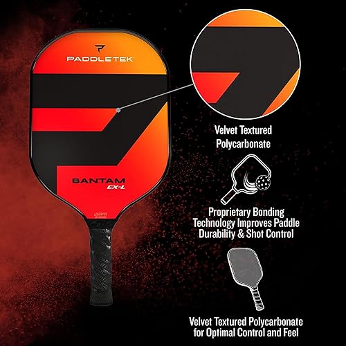 Miniatura 9 de Paddletek Bantam EX-L Paleta de pickleball  Palas profesionales de pickleball con núcleo de panal, superficie de policarbonato, núcleo de