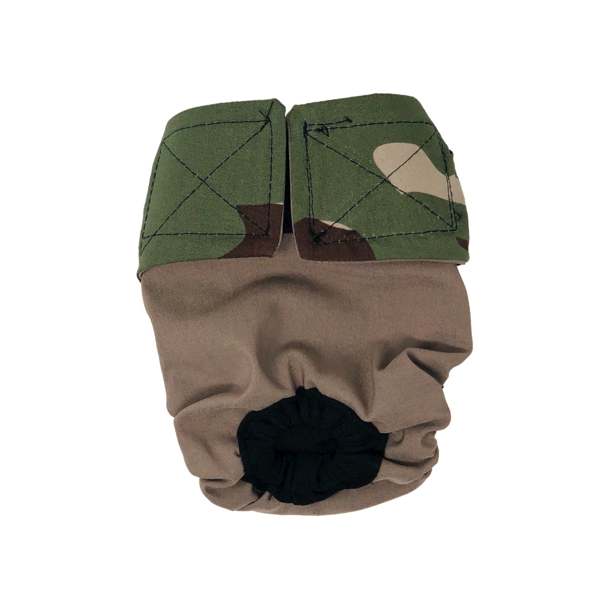 Barkertime Camo on Brown Dog Diaper, L, without Tail Hole - Made in USA