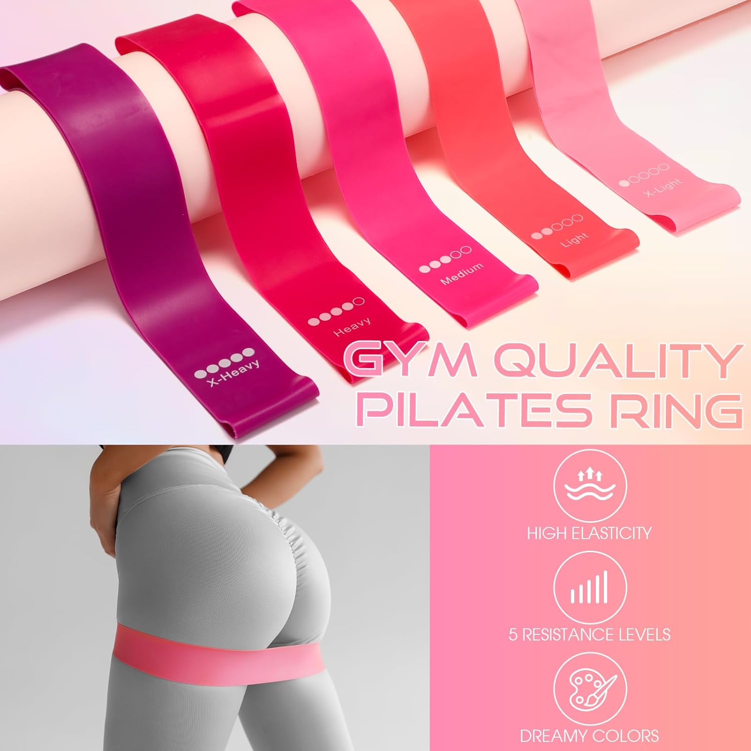 Silipull Home Pilates Essentials Kit for Women Pilates Equipment Set with Yoga Ball Resistance Band, Circle, Yoga Ring Circle Set for Beginners Home Workouts Legs Arms and Thighs