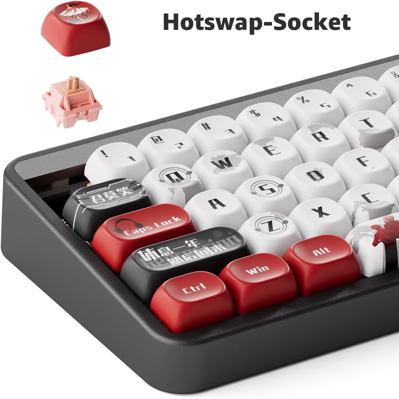 Akko JIN01 65% Mechanical Keyboard RGB 2.4G Wireless/Bluetooth/Wired Hot Swappable Gasket Mounted Aluminum Gaming Keyboard with PBT Dye-Sub Keycaps for Mac & Win The King’s Avatar, Rosewood Switch