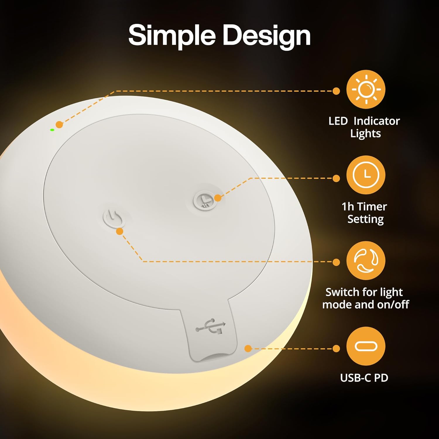 JolyWell Baby Night Light for Nursery, Soft Silicone Tap Control Night Lamp with 8 Color Changing, Stepless Dimming, Rechargeable Portable Night Light for Kids, 1H-Timer, Warm Light for Breastfeeding - Image 8