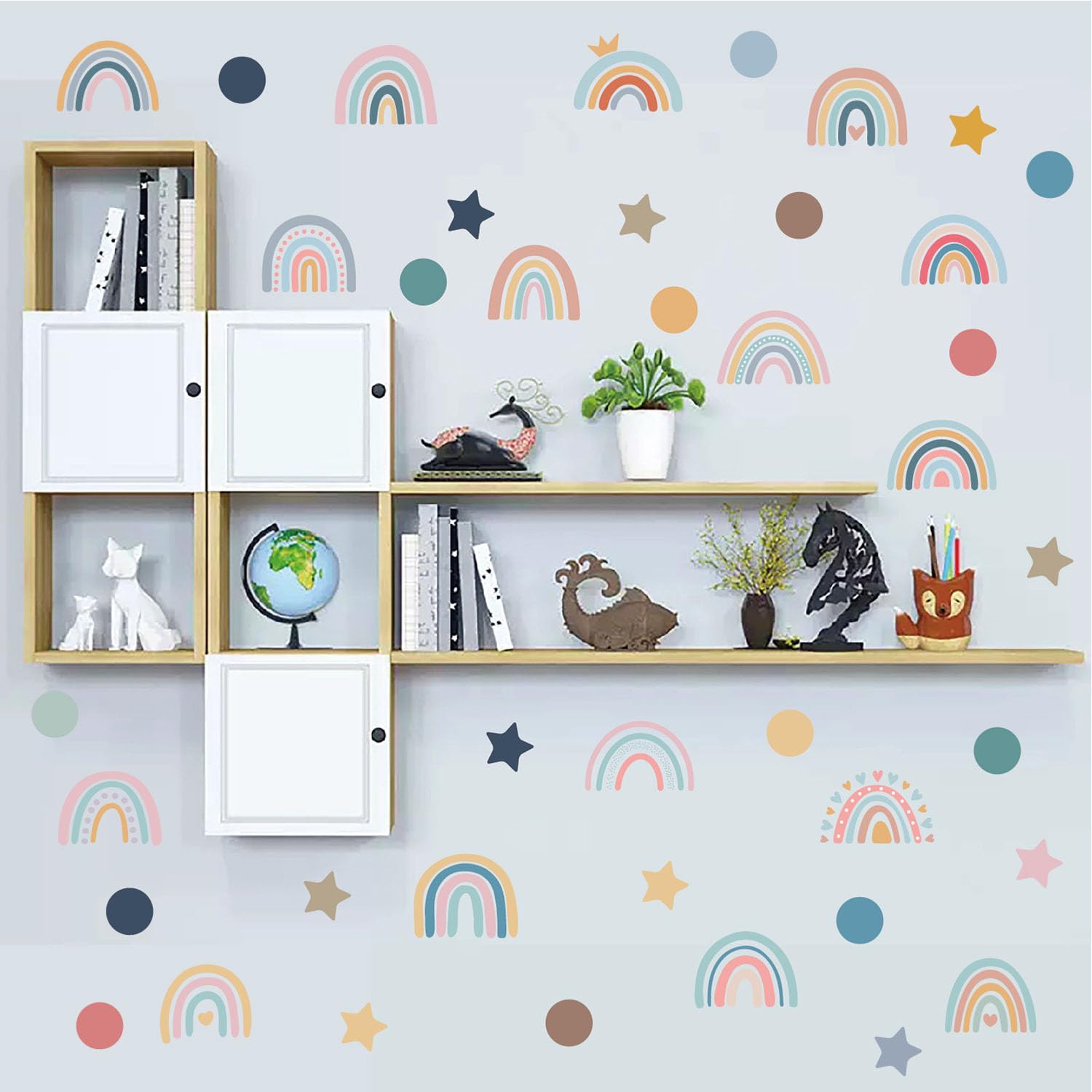 MagiMural Boho Rainbow Wall Stickers, Bohemian Stars Dots Peel and Stick Wall Decals, Baby Room Nursery Kids Bedroom Art Wall Decor - Image 3