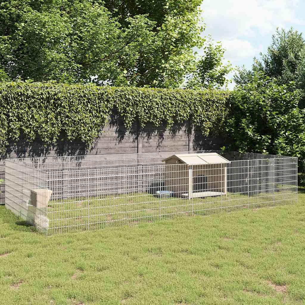vidaXL Recinto per Animali Ruspante 24 Pannelli 54x80 cm Ferro Zincato, recinto per Conigli, Box per Animali Domestici, Recinzione per Conigli